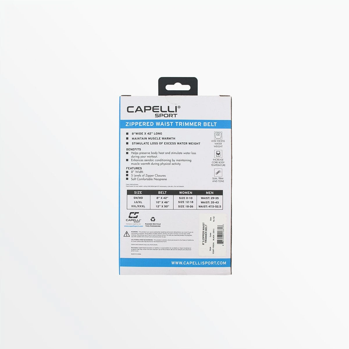 CapelliSport FITNESS EQUIPMENT 12" - 5 ZIPPER WAIST TRIMMER BELT 4 CapelliSport FITNESS EQUIPMENT 12" - 5 ZIPPER WAIST TRIMMER BELT