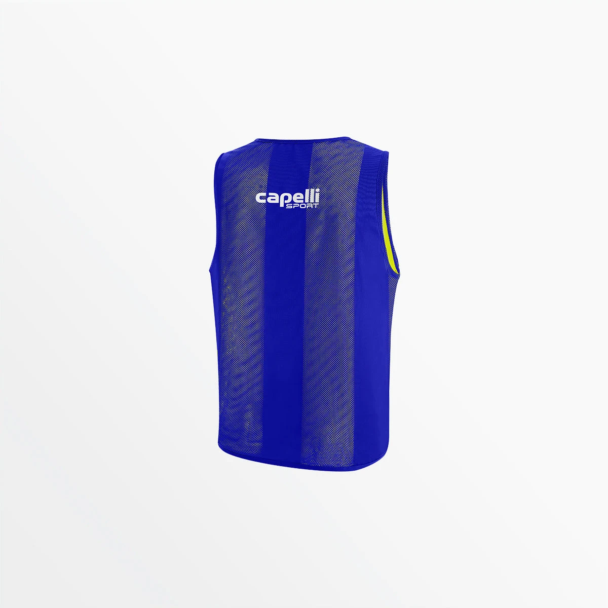 AGE-5123NEONYELLOWROYALBLUEBK.jpg CapelliSport ADULT REVERSIBLE TONAL STRIPE PRACTICE PINNIE ACCESSORIES